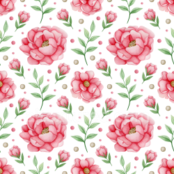 seamless Seamless 3D PBR Texture of Pink Watercolor Flowers with Green Leaves texture 8k free download PBR