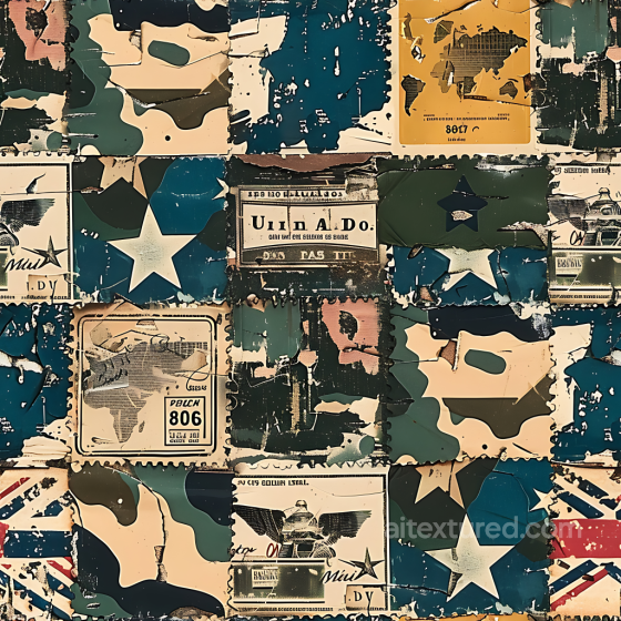 Stylized Military Camouflage PBR Texture with Vintage US Army Elements Color Camouflage texture preview