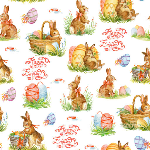 Easter Digital Paper Texture Featuring Watercolor Bunnies and Eggs seamless All Easter Digital paper PBR texture