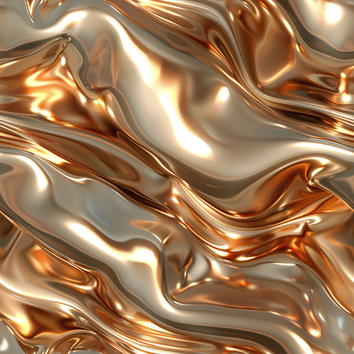 Glossy Satin Fabric with Gold and Cream Folds seamless PBR texture preview