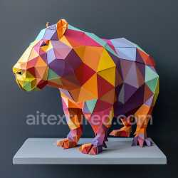 seamless Seamless 3D PBR Texture of Colorful Geometric Origami Capybara texture 8k free download PBR