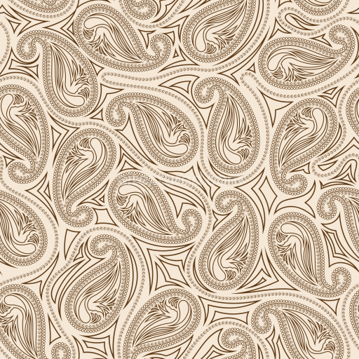 Seamless 3D PBR Retro Paisley Fabric Texture with Beige and Brown Swirls