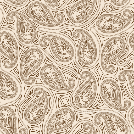 Retro Paisley Fabric Texture with Beige and Brown Swirls seamless Retro Paisley PBR texture