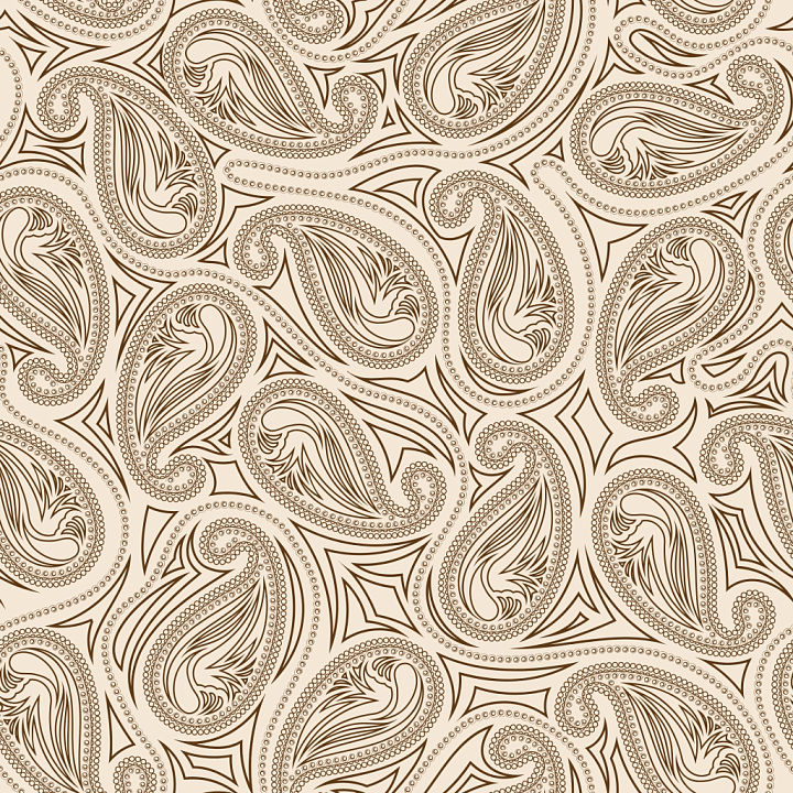 Retro Paisley Fabric with Beige and Brown Swirls seamless PBR texture preview