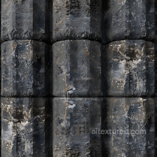 Basalt Column Rock Wall PBR Texture with Weathered Dark Stone Surface seamless Stone PBR texture