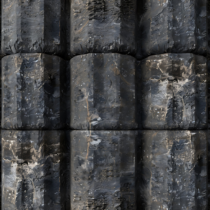 Basalt Column Rock Wall with Weathered Dark Stone Surface seamless PBR texture preview