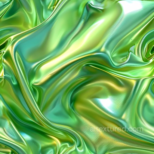 Seamless 3D PBR Texture of Glossy Satin Fabric with Green and Yellow Iridescence texture preview