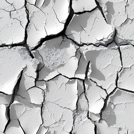Cracked & Holes Texture of Cracked Dry Mud with Deep Fractures and White Surface seamless Cracked & Holes PBR texture