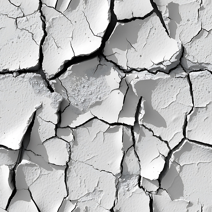 Cracked & Holes of Cracked Dry Mud with Deep Fractures and White Surface seamless PBR texture preview