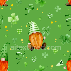 seamless Seamless 3D PBR St Patrick Fabric Texture with Gnomes and Shamrocks texture 8k free download PBR