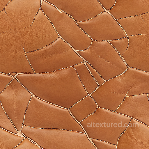 Stitched Patchwork Brown Leather Texture With Natural Grain And Soft Wear seamless Leather PBR texture
