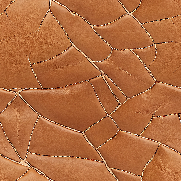 Stitched Patchwork Brown Leather With Natural Grain And Soft Wear seamless PBR texture preview
