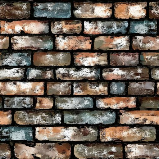 Cracked Brick Wall PBR Texture with Weathered Multicolor Bricks seamless Brick PBR texture