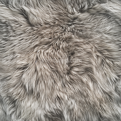Seamless 3D PBR Texture of Long Shaggy Grey Leather Fur