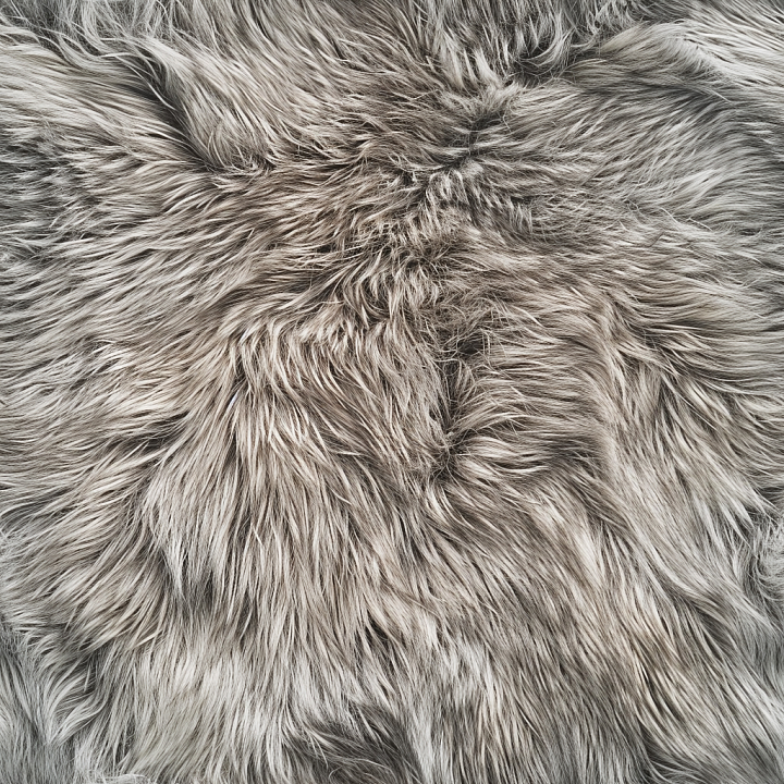 Long Shaggy gray Leather Fur seamless PBR texture preview