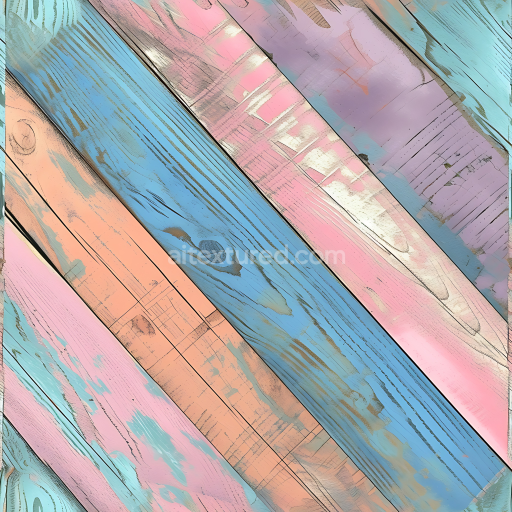 Seamless 3D Painted Weathered Wood Planks PBR Texture with Pastel Colors