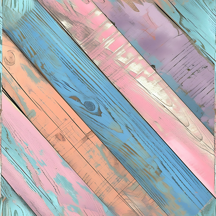 Painted Weathered Wood Planks with Pastel Colors seamless PBR texture preview