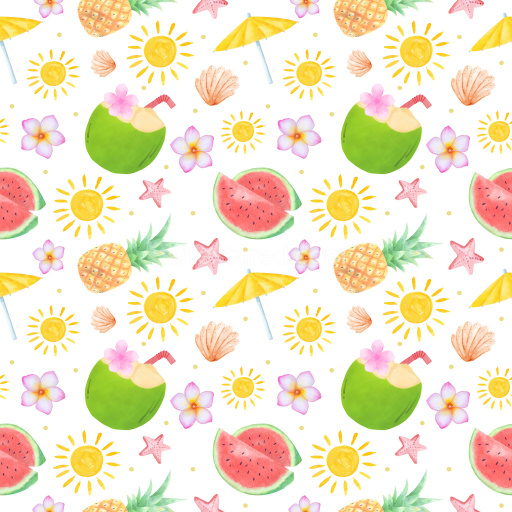 Pattern Bundle - Seamless 3D PBR Pattern Texture with Vibrant Tropical Fruits and Floral Motifs texture preview