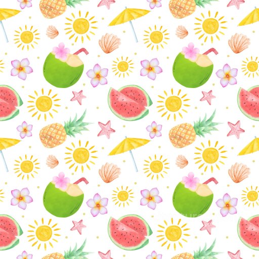 Pattern Texture with Vibrant Tropical Fruits and Floral Motifs seamless Pattern Bundle PBR texture