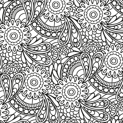 Seamless 3D PBR Texture Featuring Intricate Black and White Ornate Floral Design