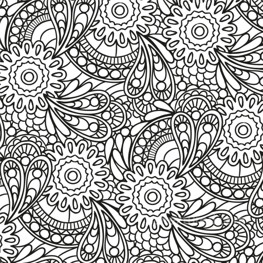 Featuring Intricate Black and White Ornate Floral Design seamless White & Black PBR texture