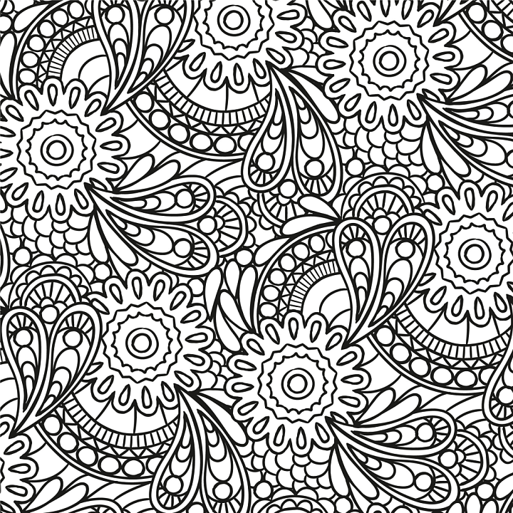 Featuring Intricate Black and White Ornate Floral Design seamless PBR texture preview