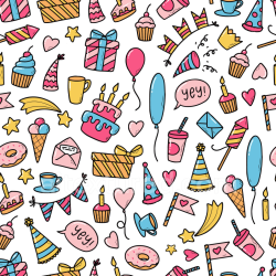 seamless Seamless 3D PBR Cute Birthday Pattern Texture with Colorful Party Icons texture 8k free download PBR