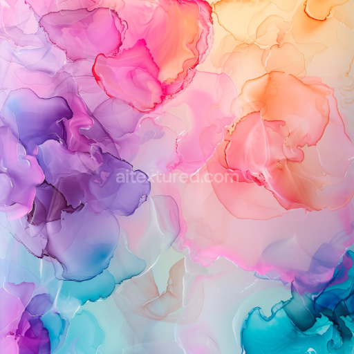 Seamless 3D Alcohol Ink PBR Texture with Pastel Fluid Waves and Soft Translucent Layers