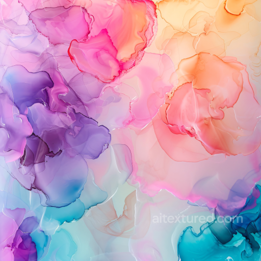 Alcohol Ink PBR Texture with Pastel Fluid Waves and Soft Translucent Layers seamless Alcohol ink PBR texture