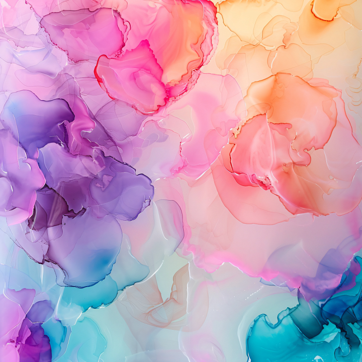Alcohol Ink with Pastel Fluid Waves and Soft Translucent Layers seamless PBR texture preview