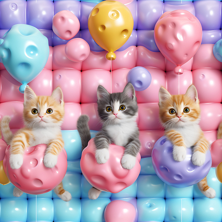 Inflated Vinyl Balloon in Pastel Colors seamless PBR texture preview