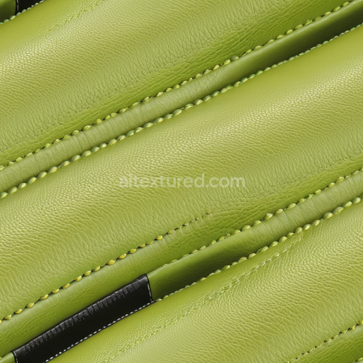 Seamless 3D Light Green Pebbled Leather PBR Texture with Detailed Stitching