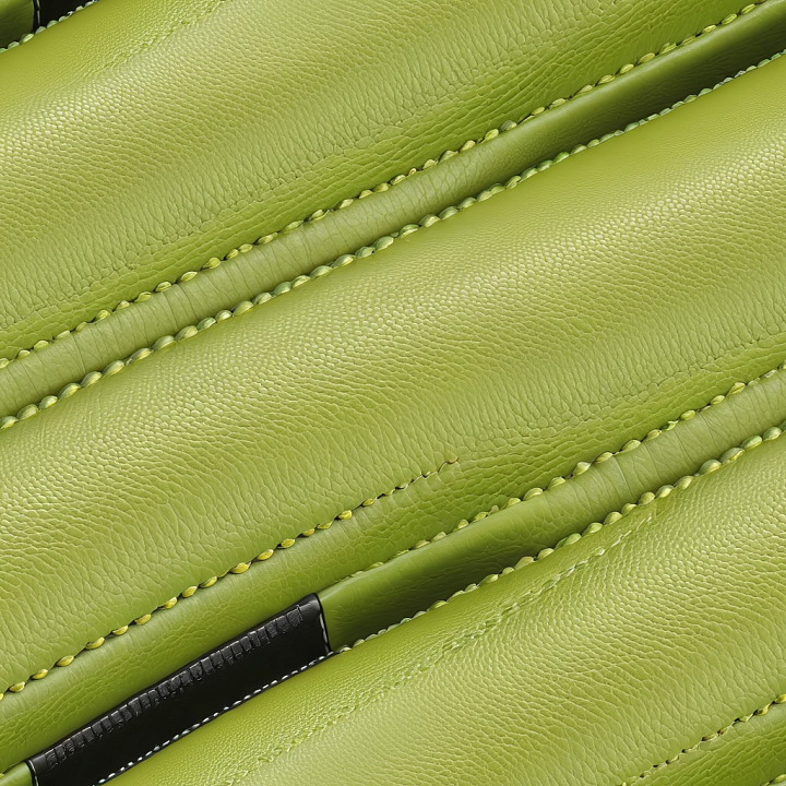 Light Green Pebbled Leather with Detailed Stitching seamless PBR texture preview