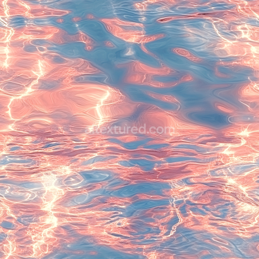 Seamless 3D PBR Stylized Water Surface Texture with Pink-Tinted Reflections