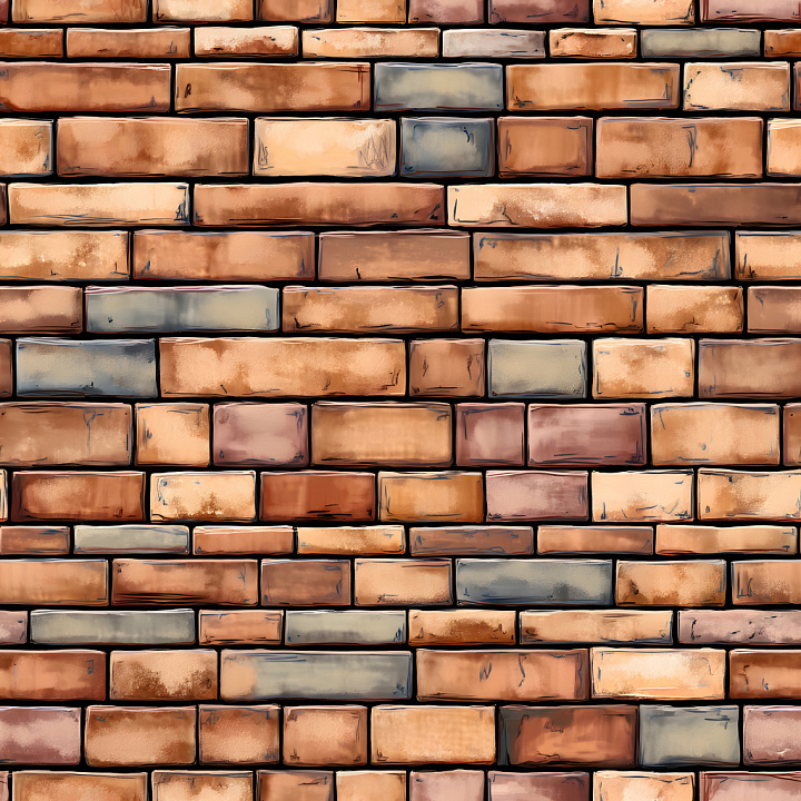 Cracked Brick Wall with Earthy and Muted Colors seamless PBR texture preview