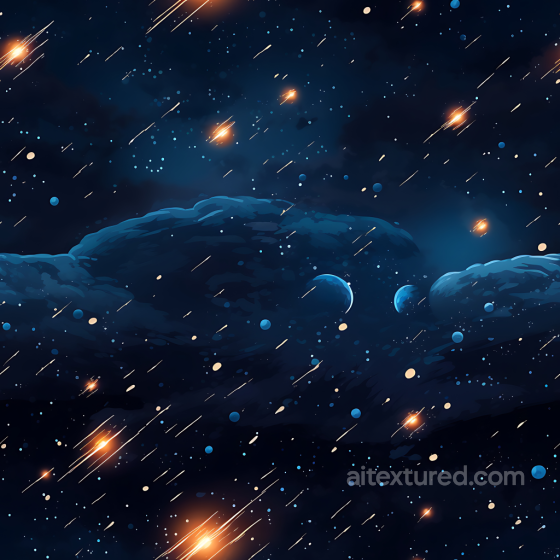 Space PBR Texture Featuring Blue Nebula Clouds and Meteor Showers Star, space, planets texture preview