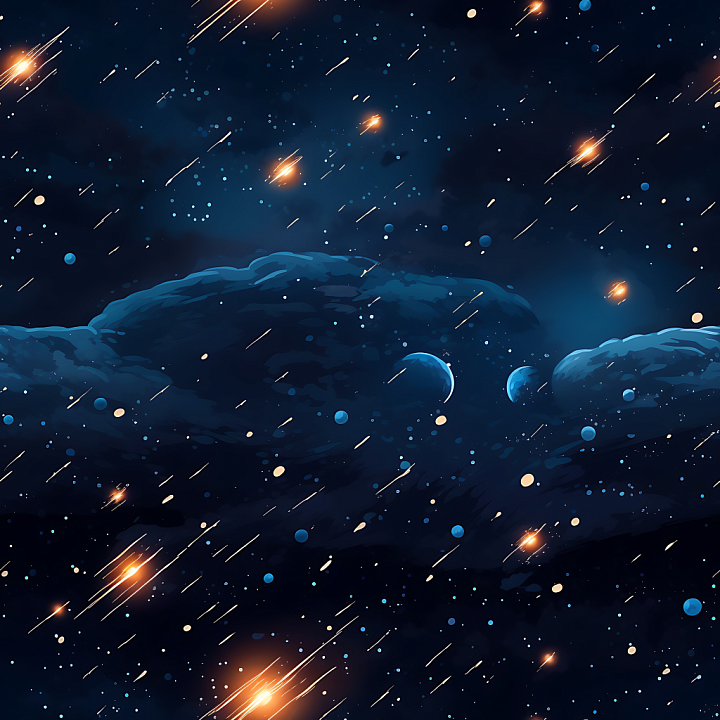 Space Featuring Blue Nebula Clouds and Meteor Showers seamless PBR texture preview