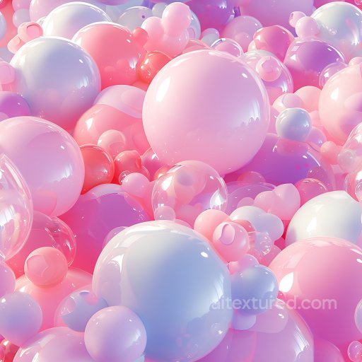 Inflated Glossy Bubble Sphere PBR Texture in Pink and Lavender seamless Inflated PBR texture