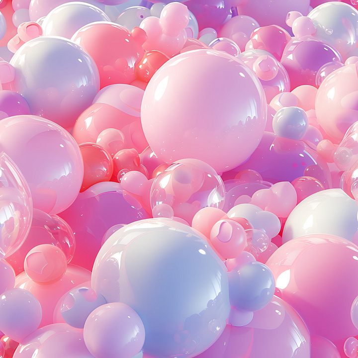 Inflated of Glossy Pink and Purple Plastic Bubbles seamless PBR texture preview