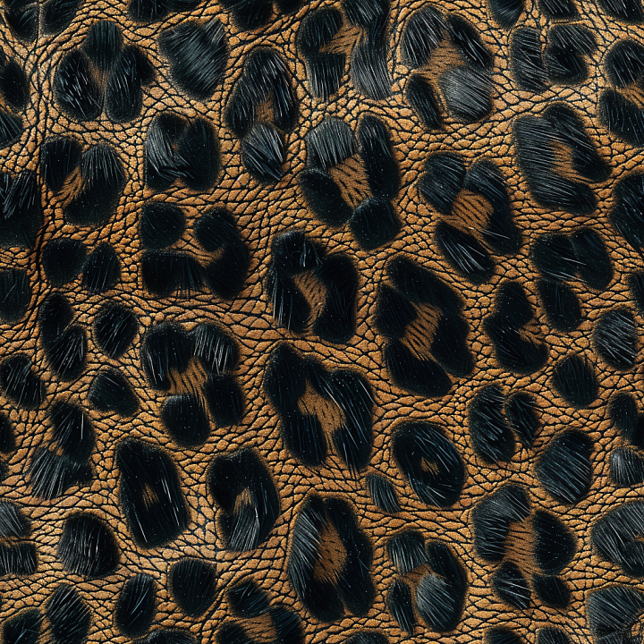 Leopard Print Leather with Detailed Grain and Glossy Black Spots seamless PBR texture preview
