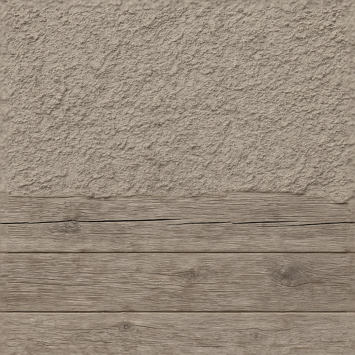 Rough Stucco Wall With Textured Stucco And Weathered Wood Plank Wall El… seamless PBR texture preview