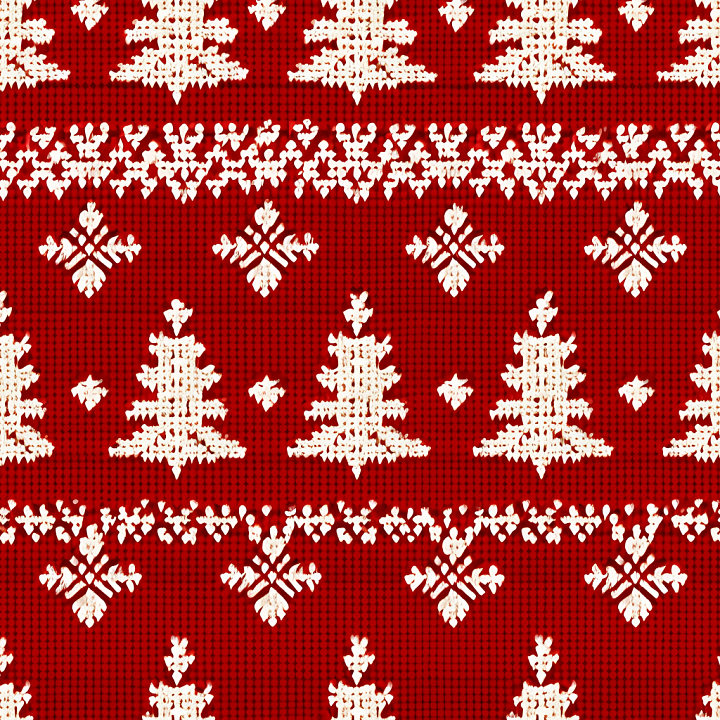 Knitted Wool with Christmas Tree Pattern seamless PBR texture preview