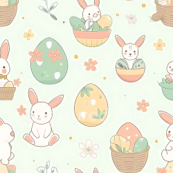 seamless Seamless 3D PBR Easter Digital Paper Texture with Bunny and Painted Egg Pattern texture 8k free download PBR