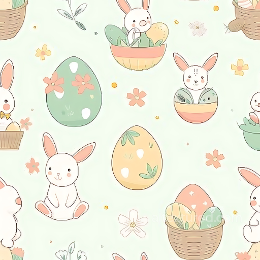 Easter Digital Paper Texture with Bunny and Painted Egg Pattern seamless All Easter Digital paper PBR texture