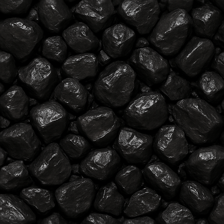 Coal Nuggets Surface Shiny Reflective Black Color seamless PBR texture preview