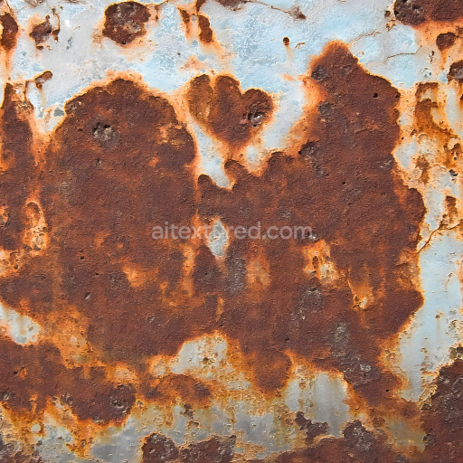 Seamless 3D PBR Texture of Rusted Metal with Distinctive Rust Patches and Corrosion Holes