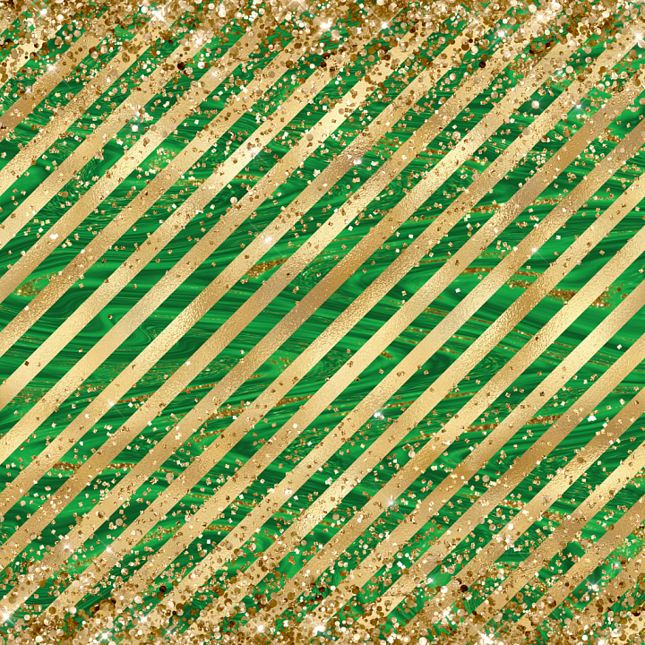 St Patrick of Gold Glitter Stripes on Green Marble Background seamless PBR texture preview