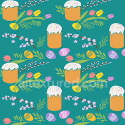 seamless Seamless 3D PBR Digital Paper Texture Featuring Easter Cakes, Eggs & Floral Patterns texture 8k free download PBR