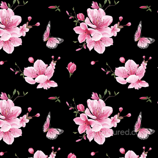 Featuring Delicate Pink Floral Blooms and Butterflies seamless Floral  PBR texture
