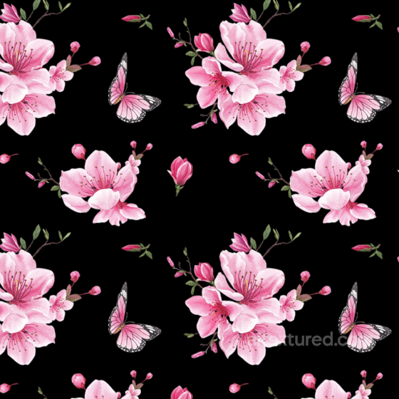 Featuring Delicate Pink Floral Blooms and Butterflies Floral texture preview